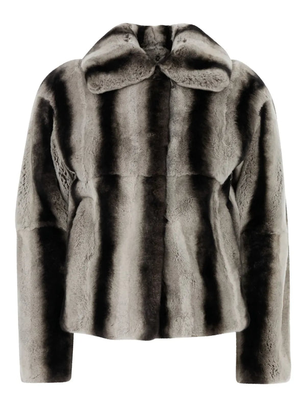 Yves Salomon Mink fur with polyester lining jacket in grey