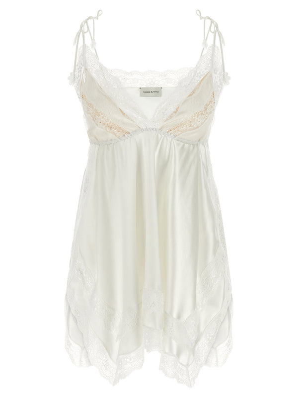 Magda Butrym Lace-Trimmed Silk Blouse — White