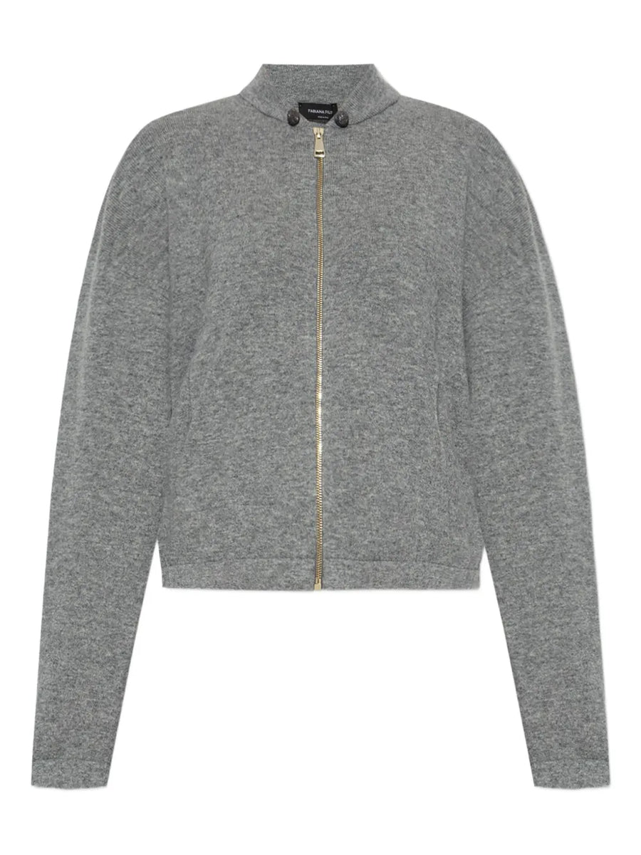 Fabiana Filippi Virgin Wool 100% cardigan in charcoal grey