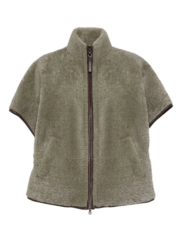 Brunello Cucinelli Lamb Shearling 100% jacket in taupe grey