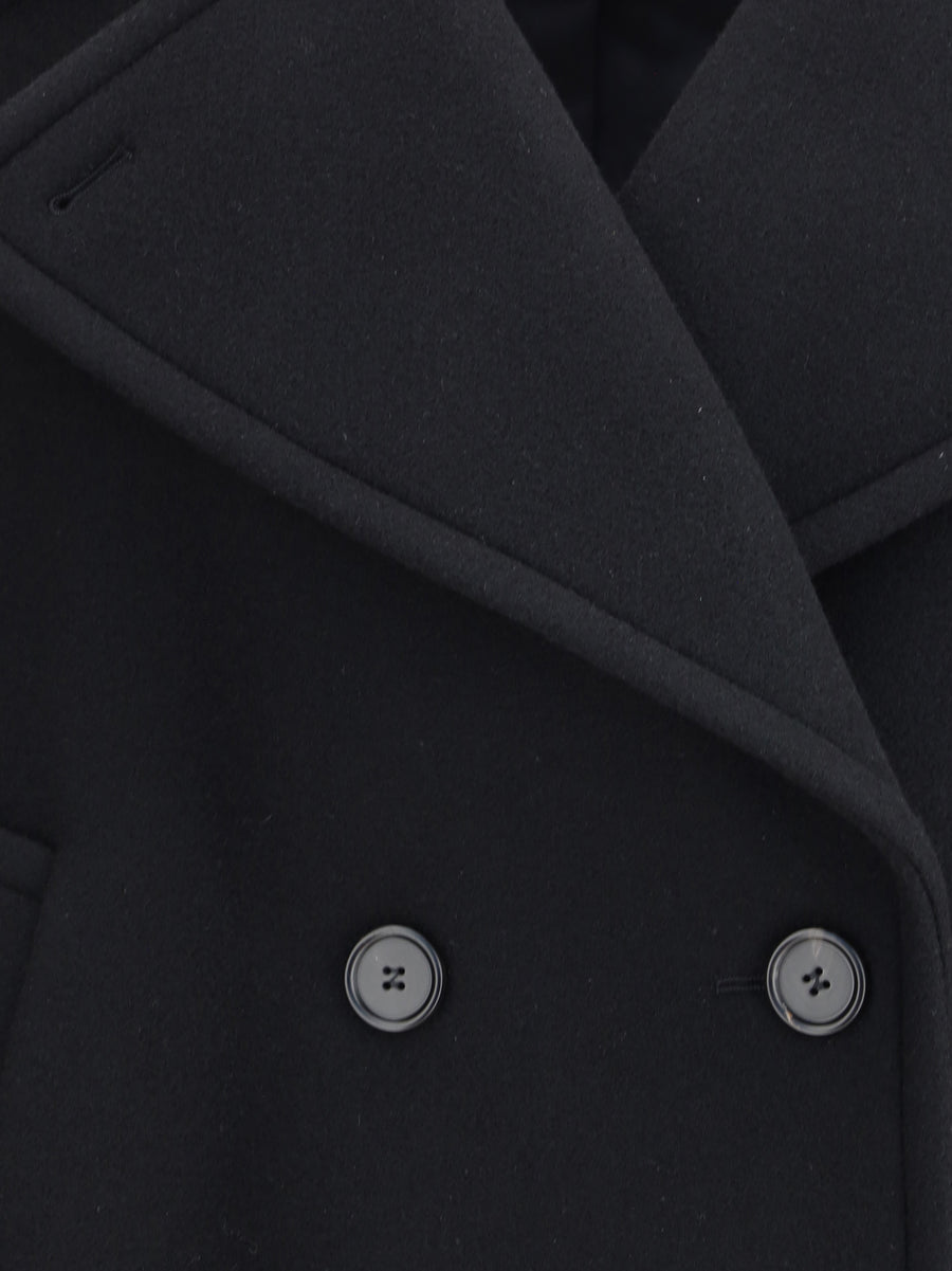 Coat Oversized Short Wool Black (ovis Aries)
