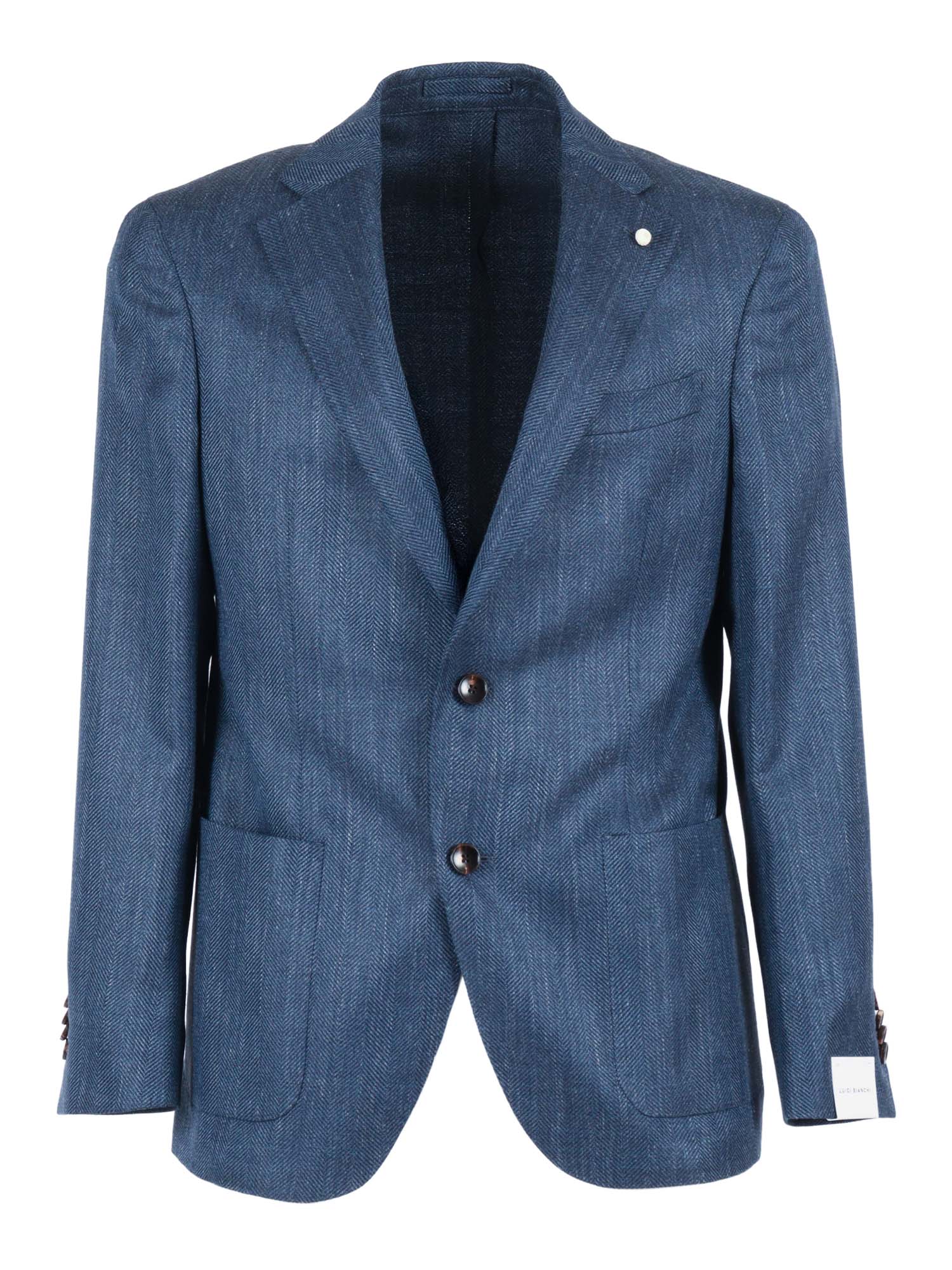 Jacket Blue Virgin Wool Silk Linen