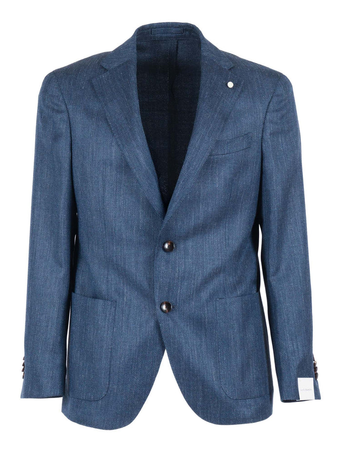 Jacket Blue Virgin Wool Silk Linen
