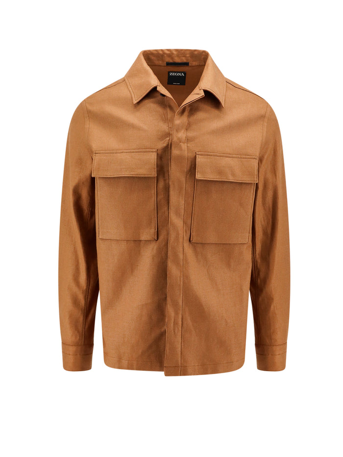 Zegna T-Shirts And Polos Brown Lino