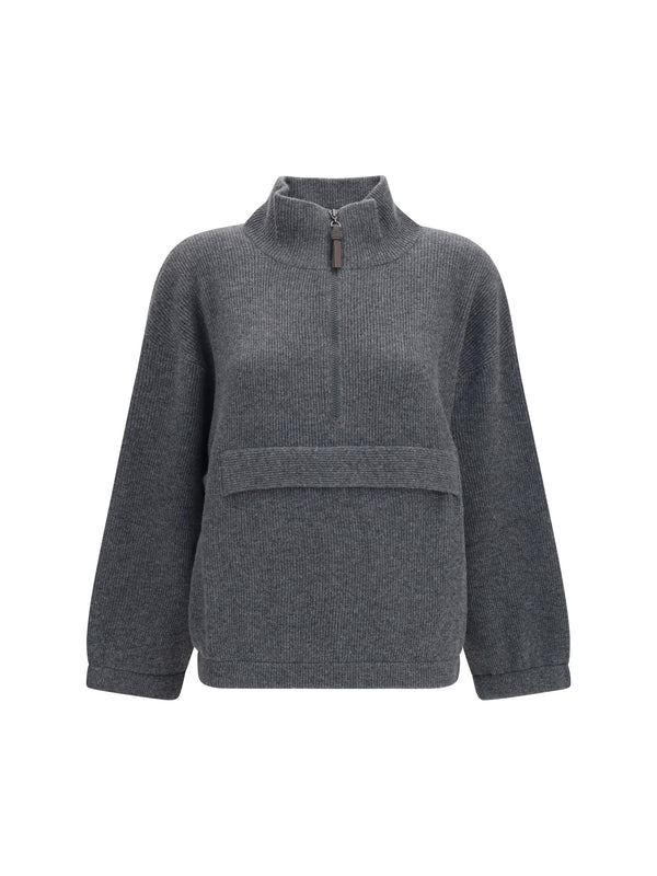 Cashmere Half-Zip Sweater Lead Grey (capra Hircus)