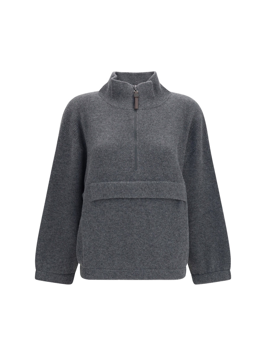 Cashmere Half-Zip Sweater Lead Grey (capra Hircus)