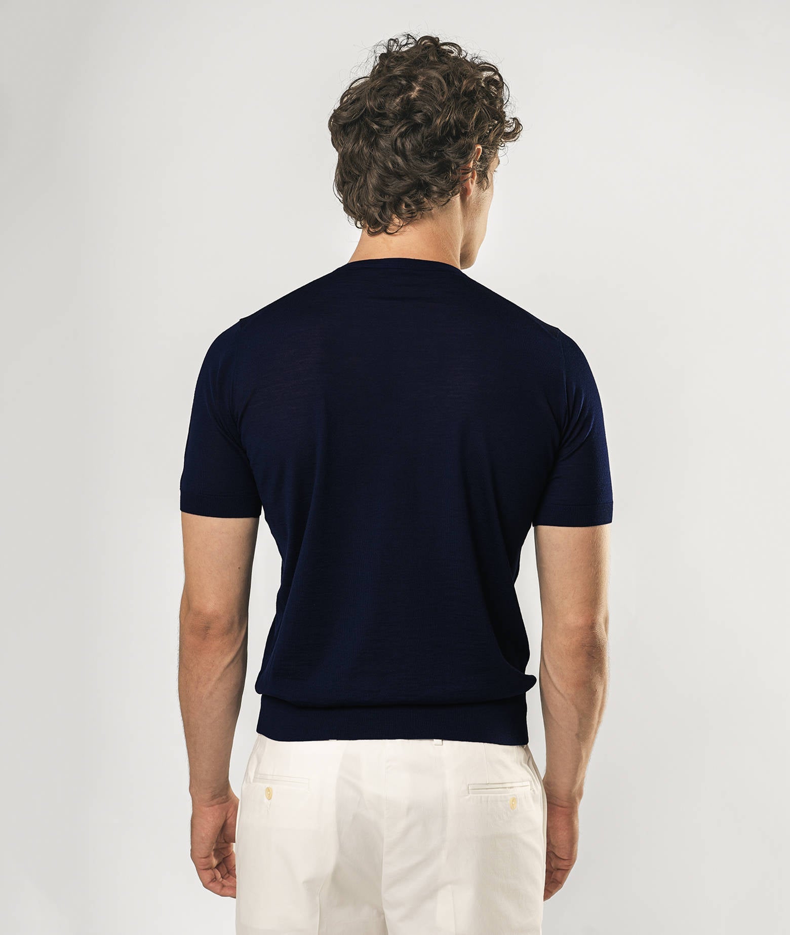 Wool T-Shirt Mentone Skyblue Round Neck