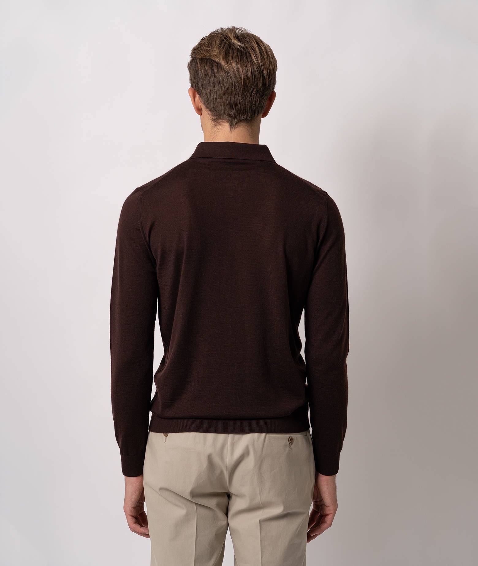 Cashmere And Silk Polo Shirt Vienna Black Pullover M/lunga