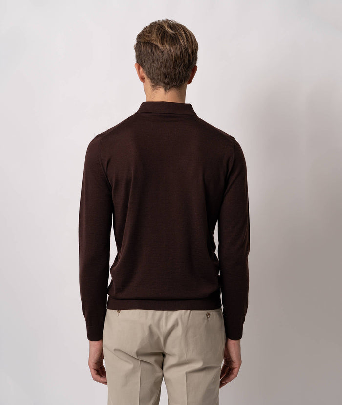 Cashmere And Silk Polo Shirt Vienna Blue Pullover M/lunga