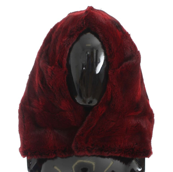 Dolce & Gabbana 100% Hamster Fur hooded shawl in red
