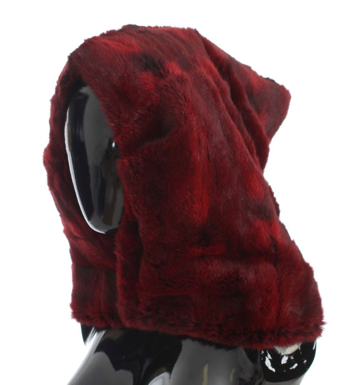 Dolce & Gabbana 100% Hamster Fur hooded shawl in red — view 2