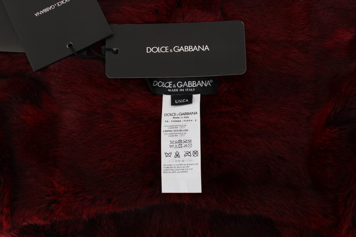 Dolce & Gabbana 100% Hamster Fur hooded shawl in red — view 6