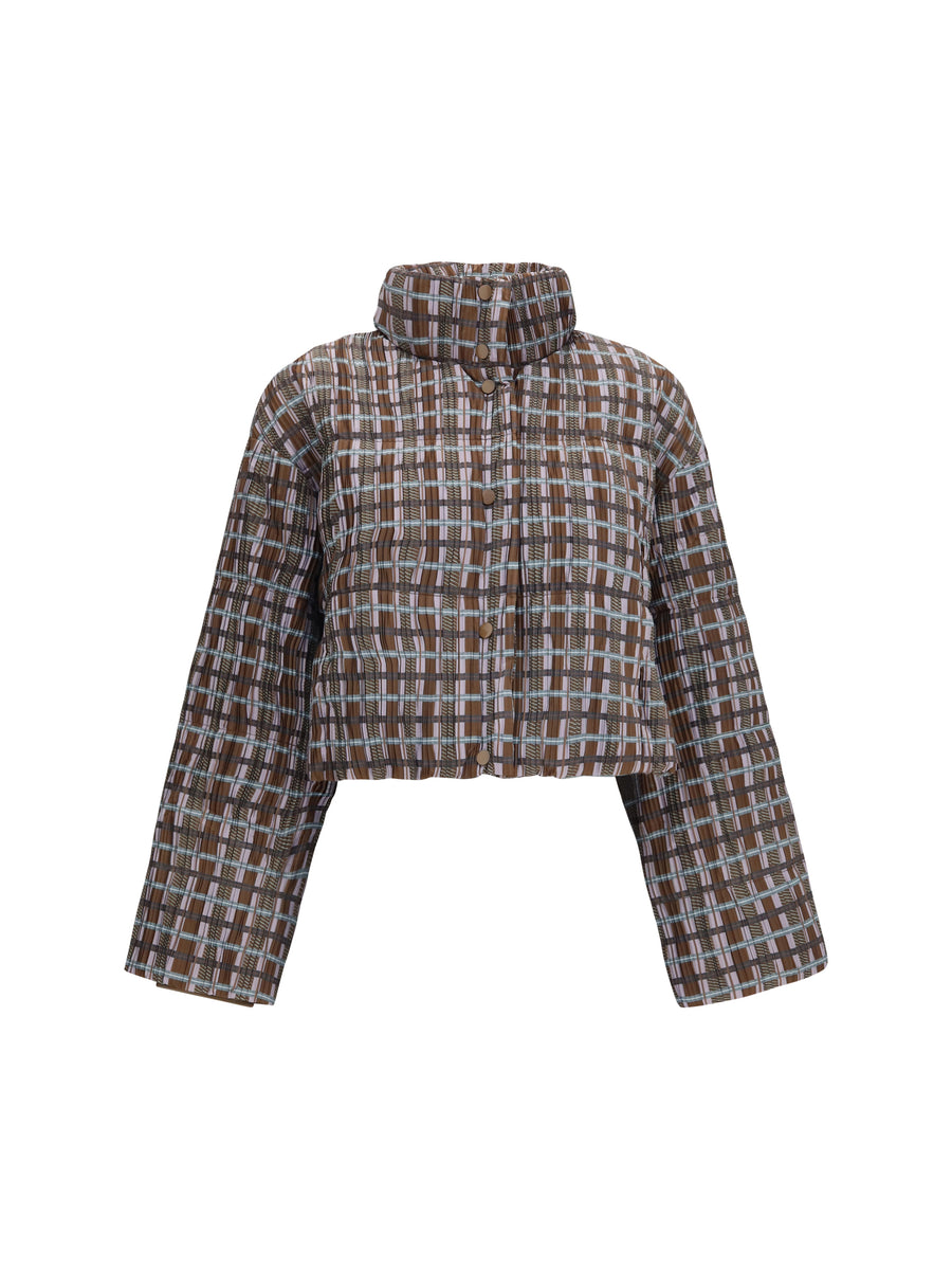 Padded High-Neck Jacket Brown Inner Duck Down