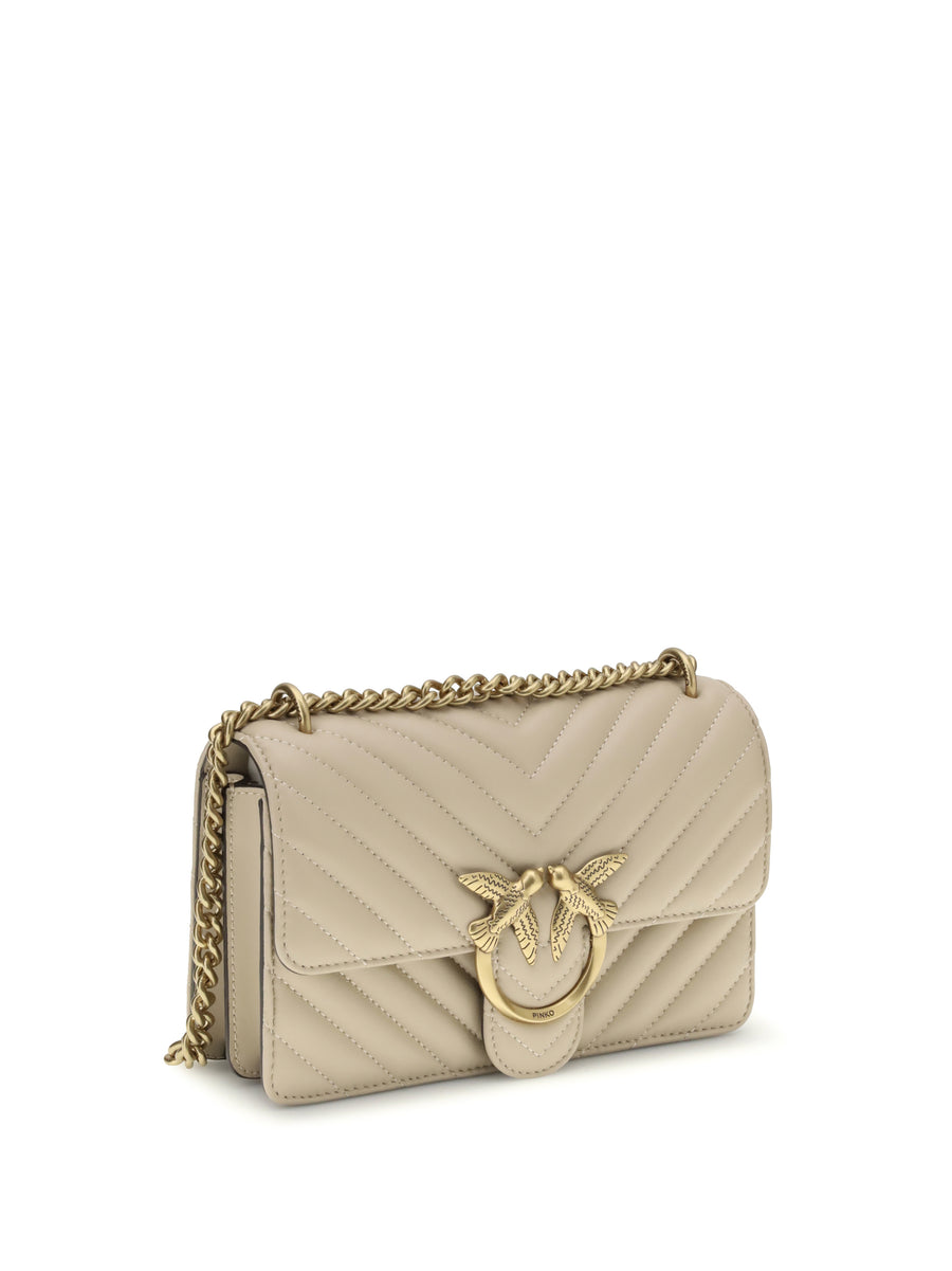 Shoulder Bag Mini Love Beige-Smoke Grey Beige/smoke Grey/antique Gold Calf Leather (bos Taurus)