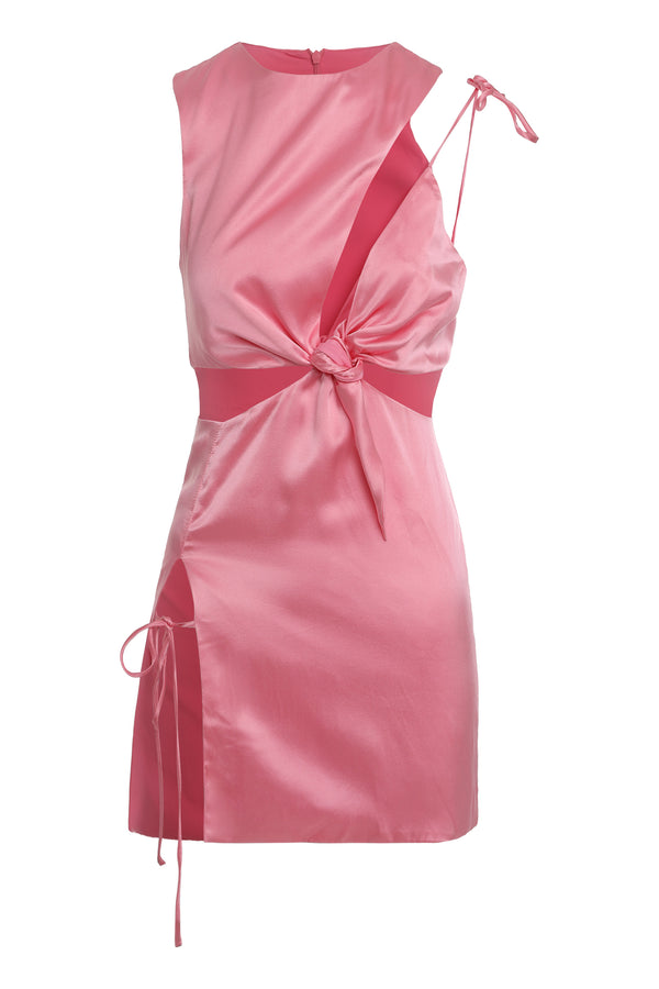 Silk Mini Dress With Cut-Out Details Pink