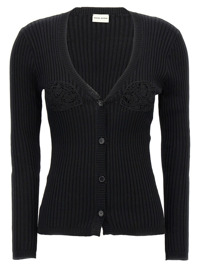 08 cardigan Black Cotton Sweater, Cardigans