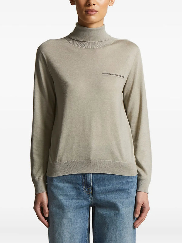 Peserico Cashmere 87% turtleneck in beige