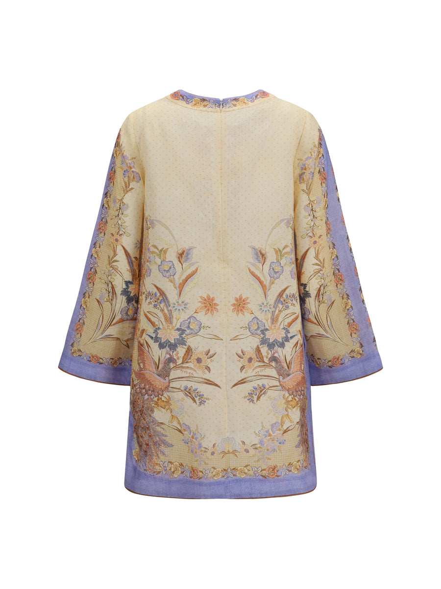 Tunic Dress Indra Biscuit Floral Scarf Linen
