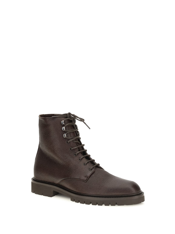 Lace-Up Ankle Boots Dark Brown Calf Leather