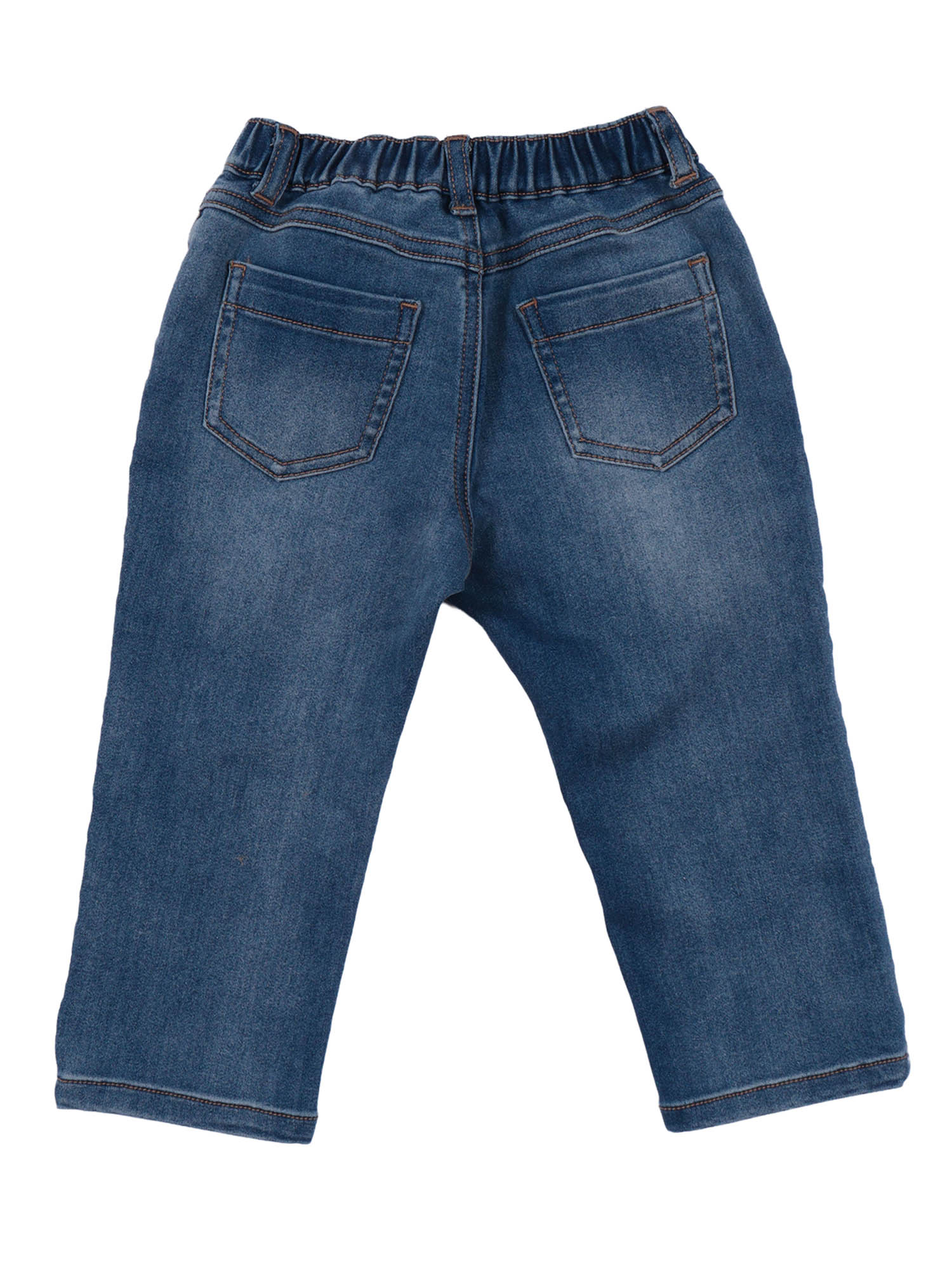 LONG PANTS Blue Cotton Polyester Elastane