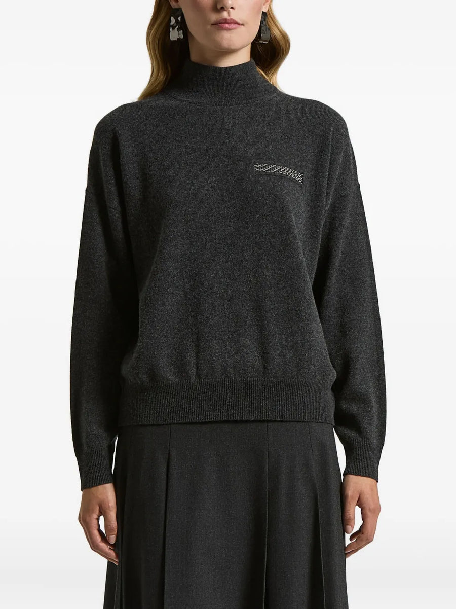 Peserico Virgin Wool 55% sweater in charcoal
