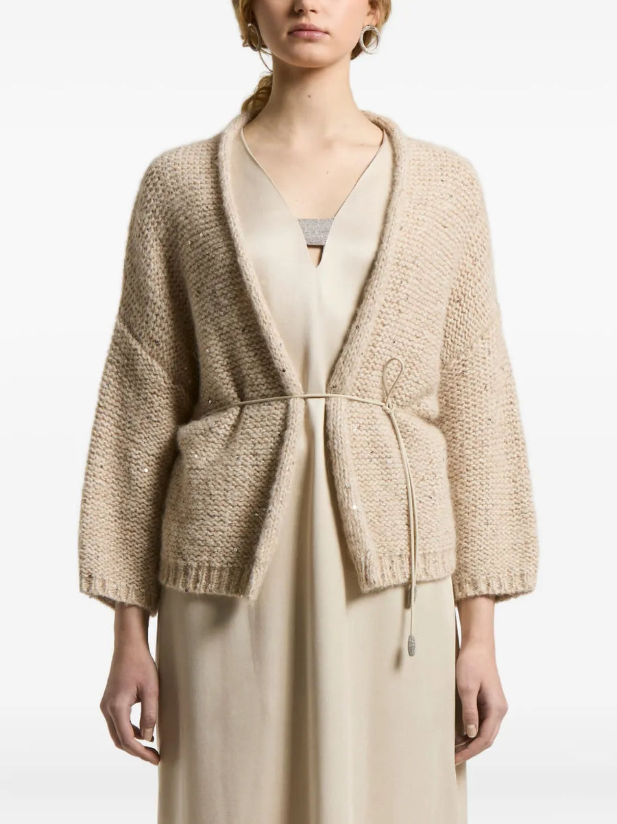 Peserico 100% composition (fabric composition incomplete in source data) cardigan in beige