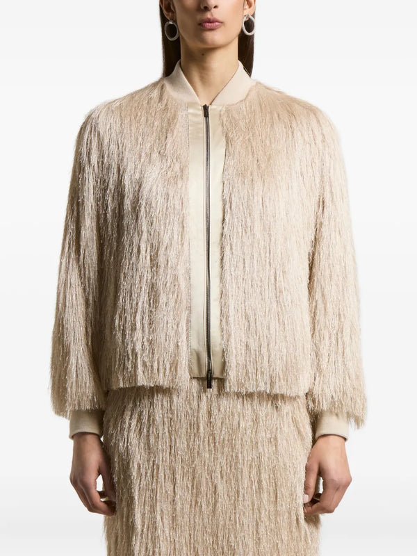 Peserico 100% unspecified fiber bomber jacket in beige
