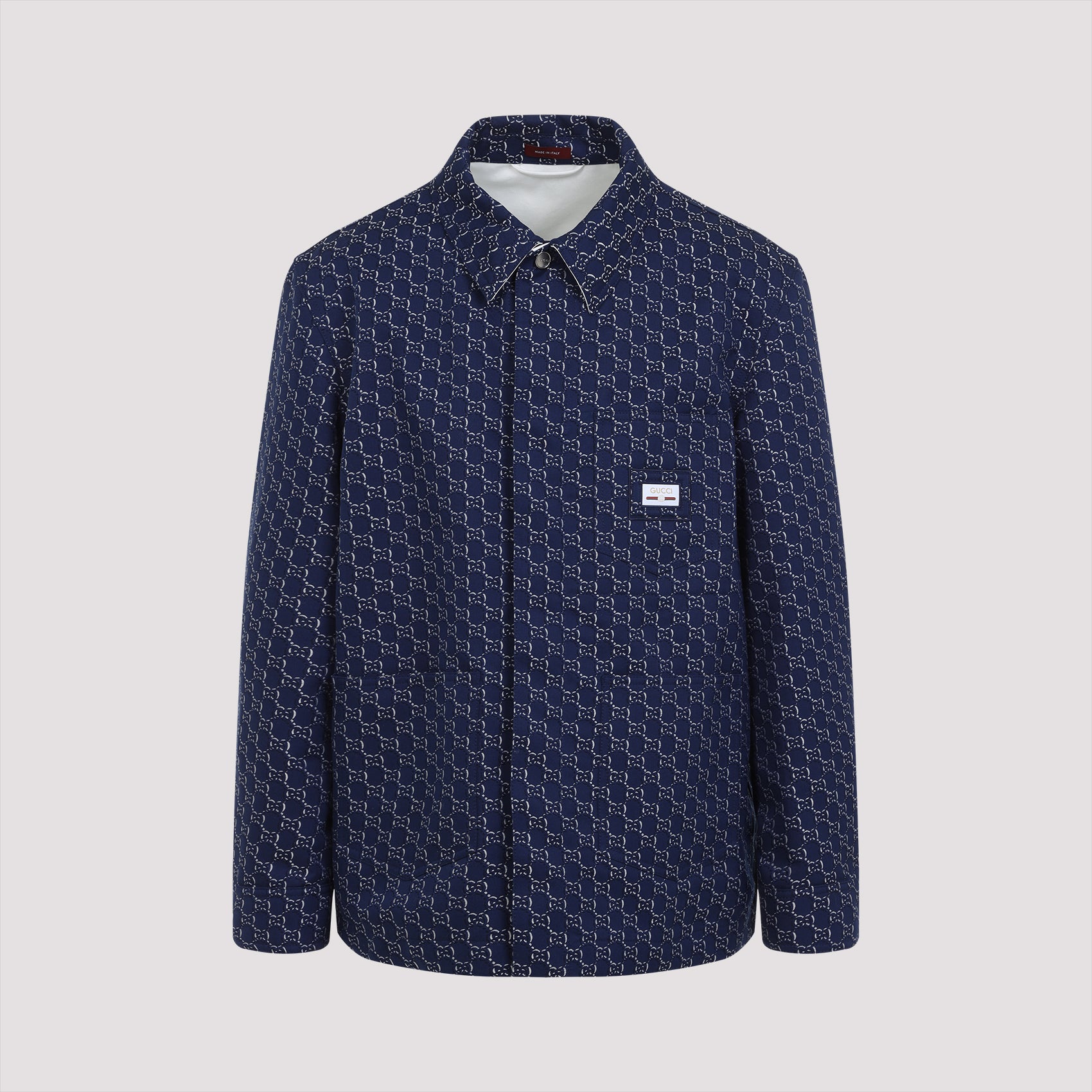 Gg Logo Shirt Blue Cotton