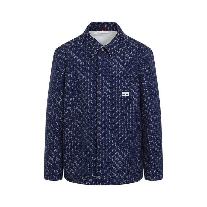 Gg Logo Shirt Blue Cotton