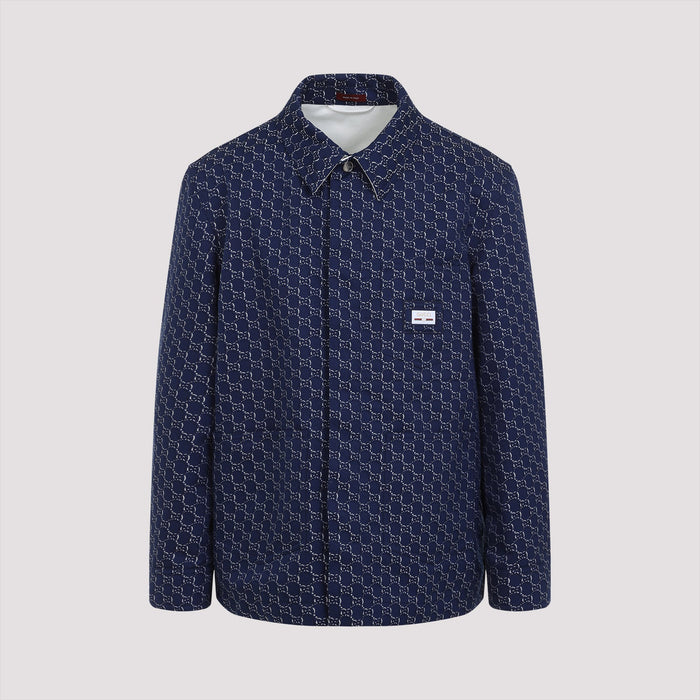 Gg Logo Shirt Blue Cotton
