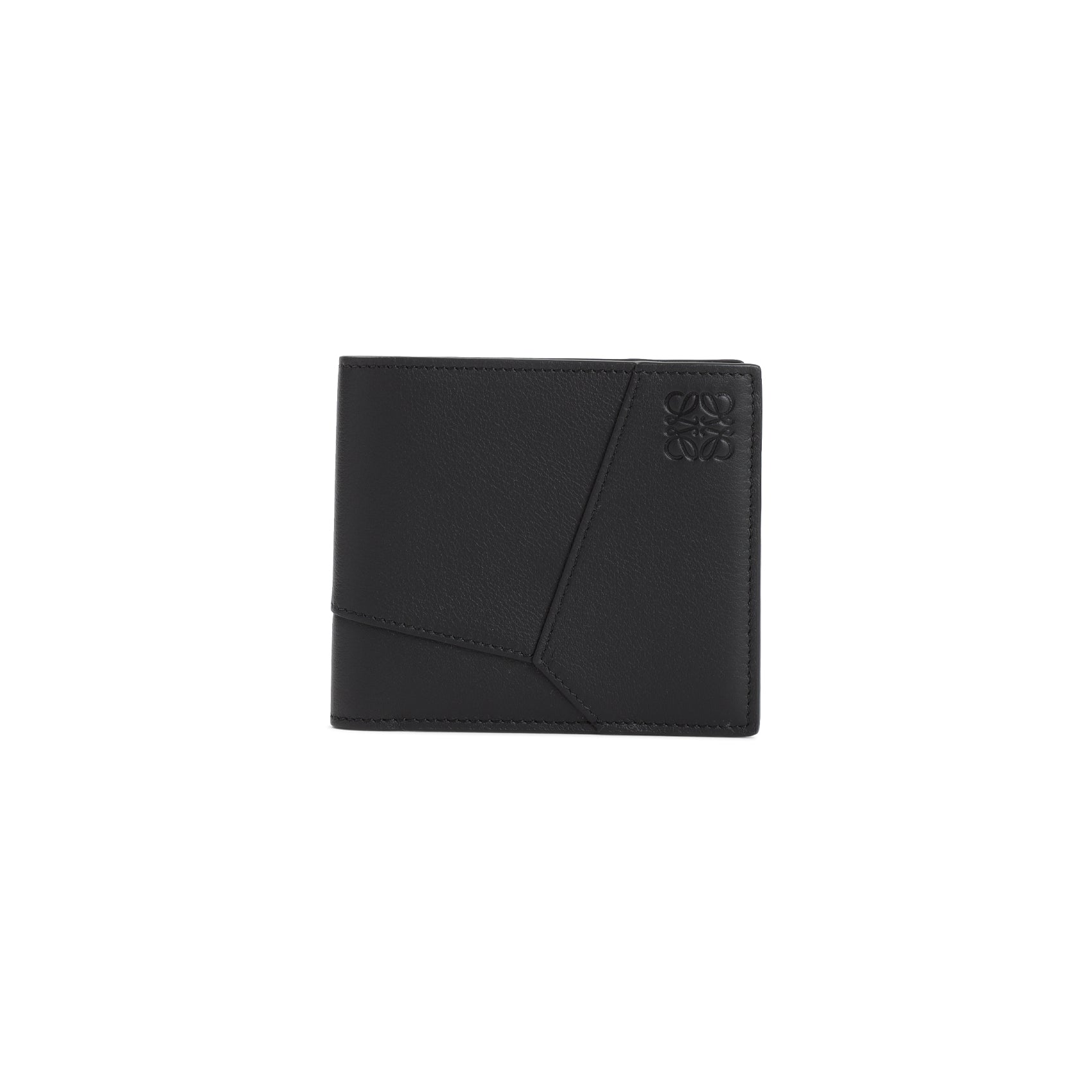 Puzzle Edge Bifold Wallet Black Calf Skin Smallleathergoods
