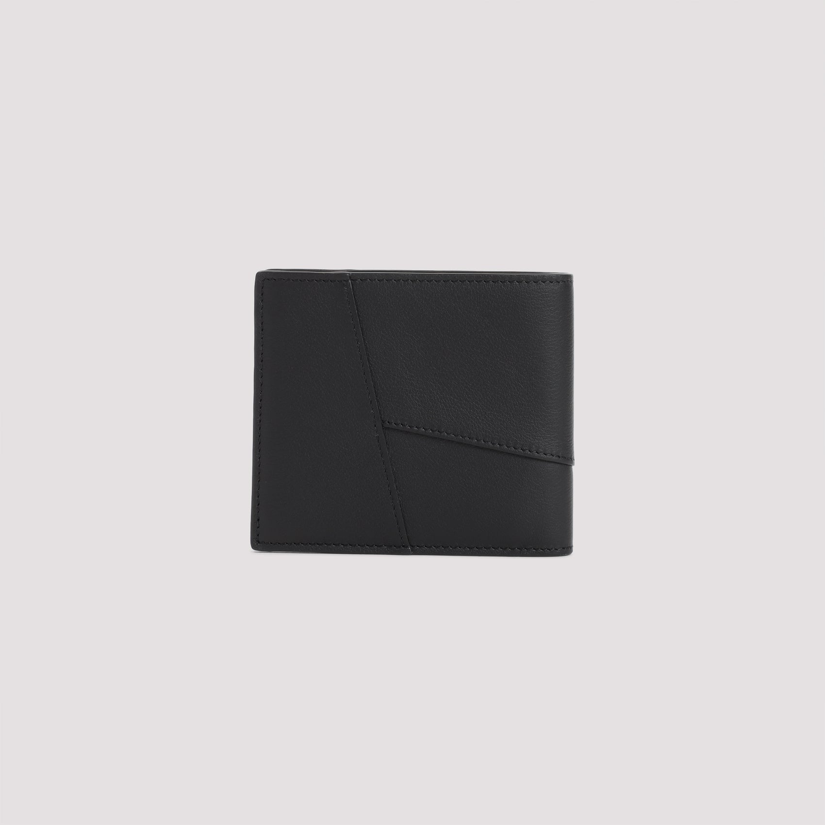 Puzzle Edge Bifold Wallet Black Calf Skin Smallleathergoods