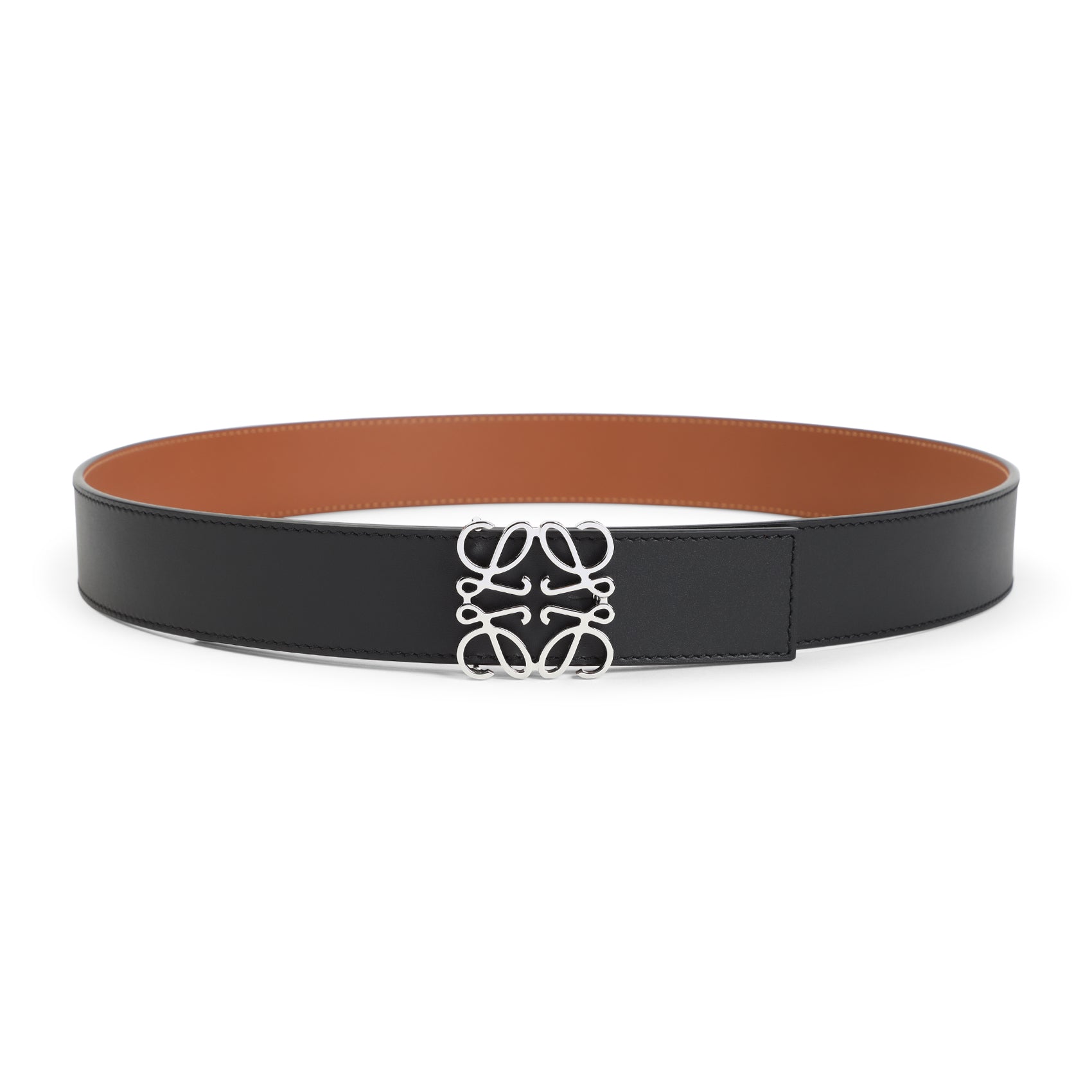 Anagram Reversible 3.5cm Belt Black Calf Skin