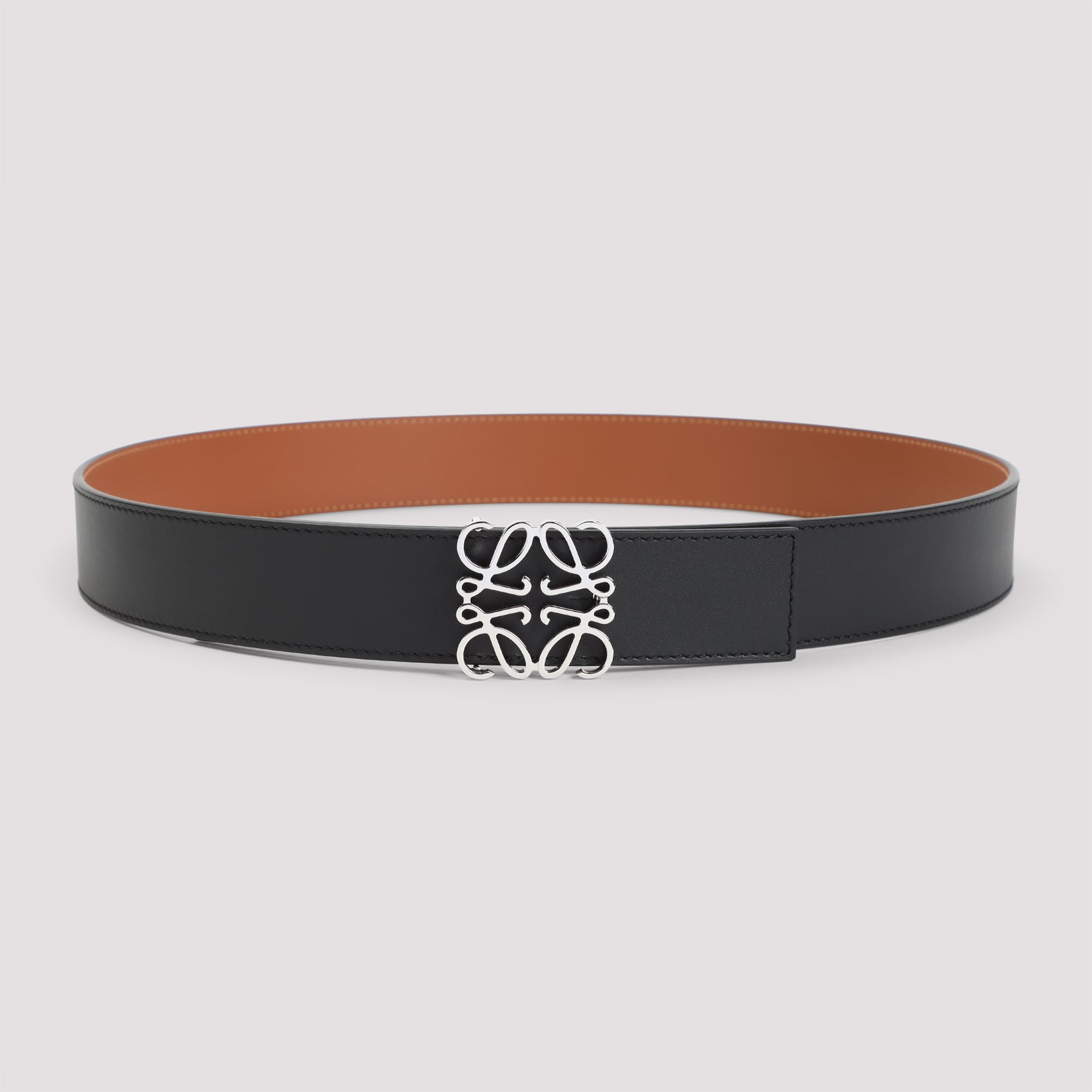 Anagram Reversible 3.5cm Belt Black Calf Skin