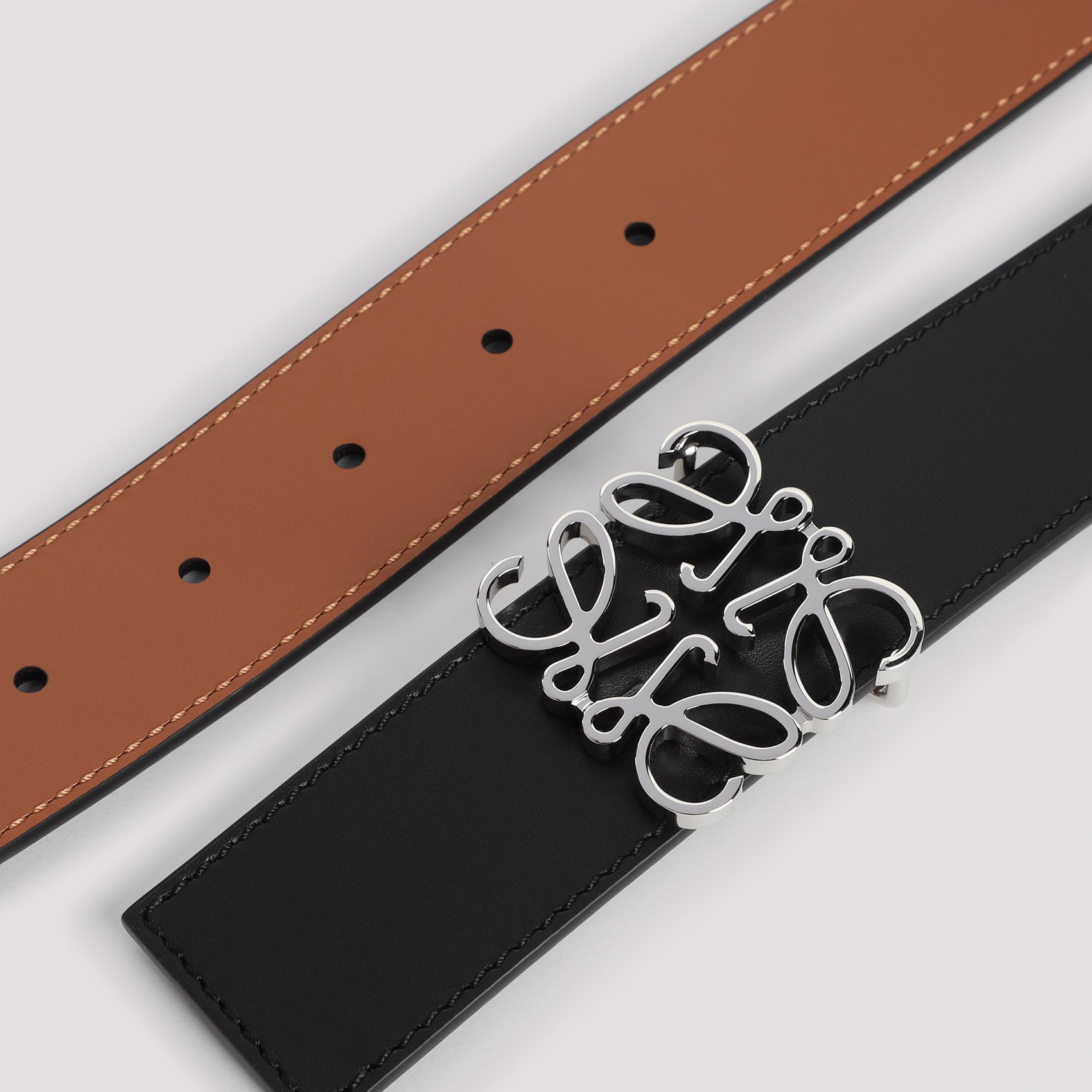 Anagram Reversible 3.5cm Belt Black Calf Skin