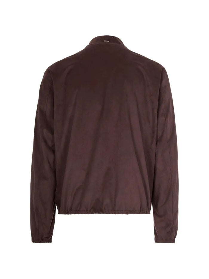 Woven Jacket Brown Polyester Elastane