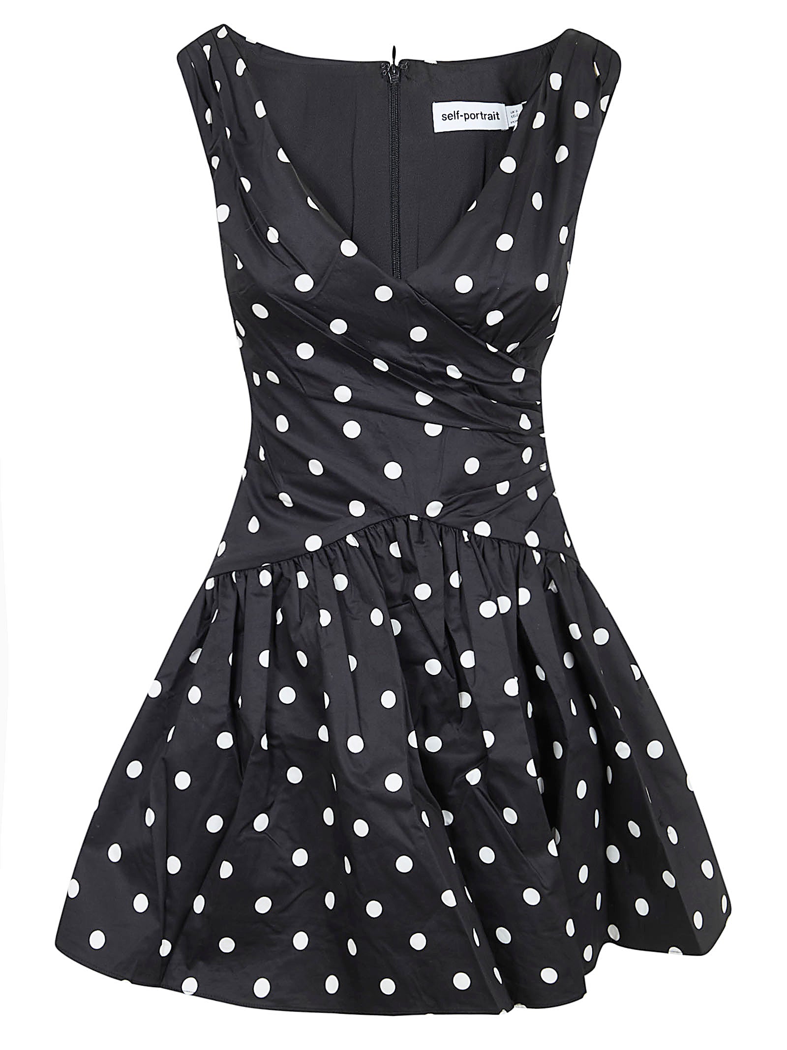 Black Polka Dot Cotton Mini Dress Co Lining: Pes Abito