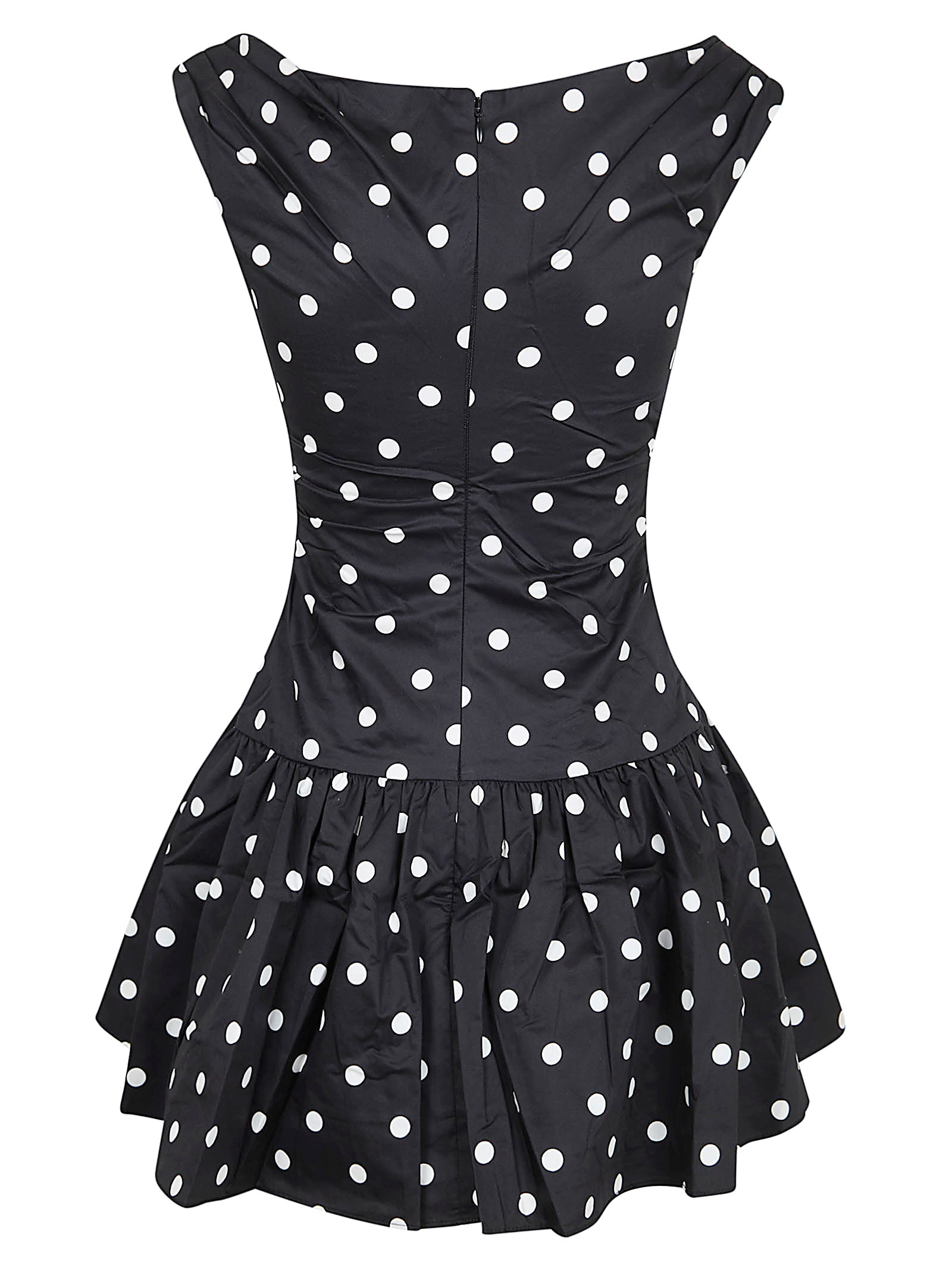Black Polka Dot Cotton Mini Dress Co Lining: Pes Abito