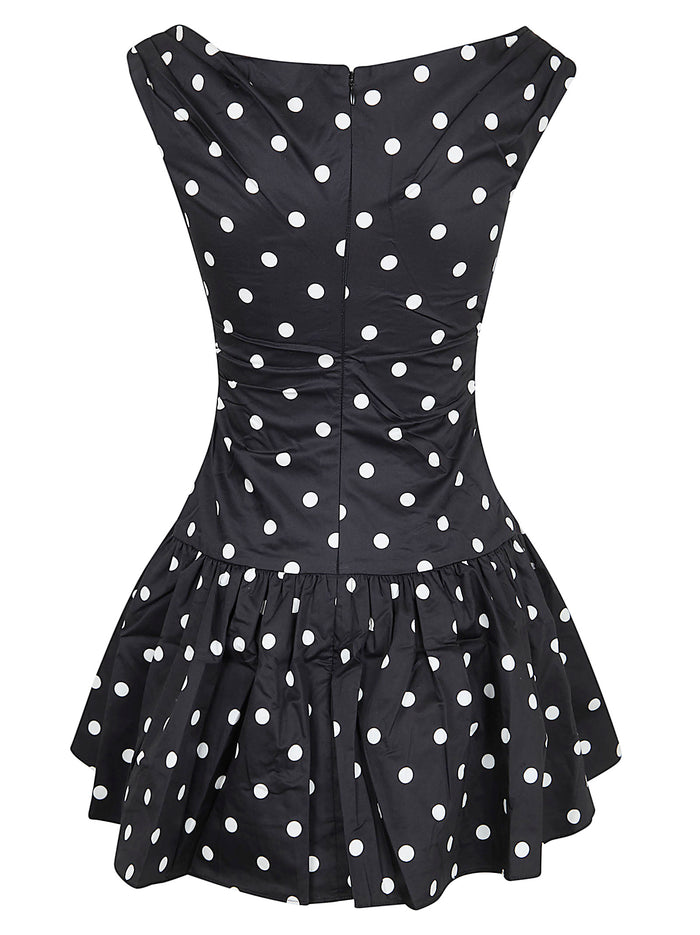 Black Polka Dot Cotton Mini Dress Co Lining: Pes Abito