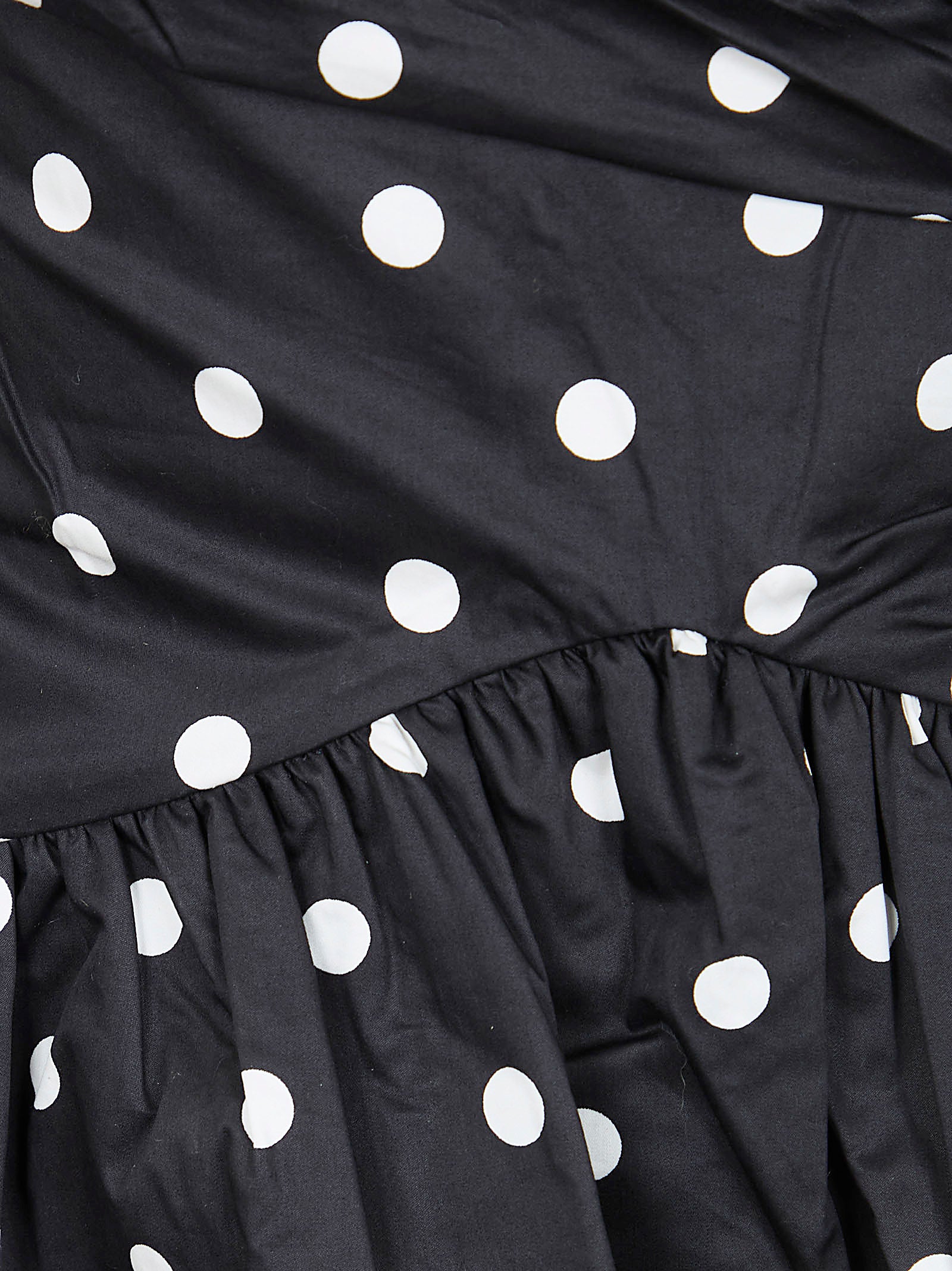 Black Polka Dot Cotton Mini Dress Co Lining: Pes Abito