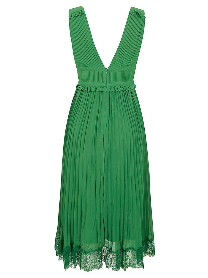 Green Chiffon Midi Dress Pes Liningpes Abito