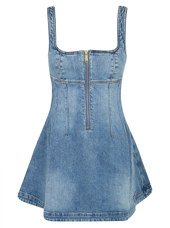 Denim Mini Dress Blue Co Spandex Lining: Pes Abito