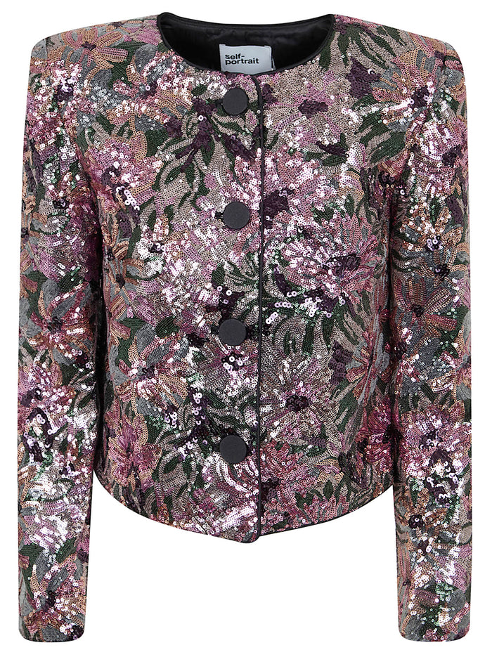 Floral Sequin Jacket Multicolour Pa Lining1:cu Lining2:pes Giacca