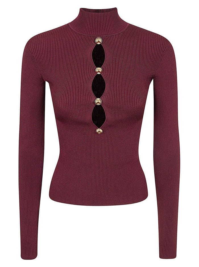 Burgundy Keyhole Knit Top Pink & Purple Vi Pes Pa Ea