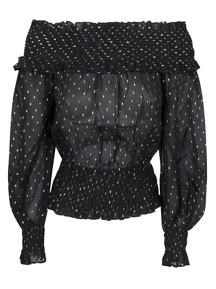 Black And Gold Chiffon Top Vi Me