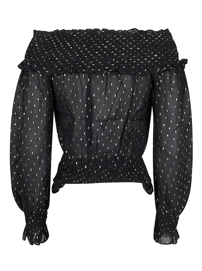 Black And Gold Chiffon Top Vi Me