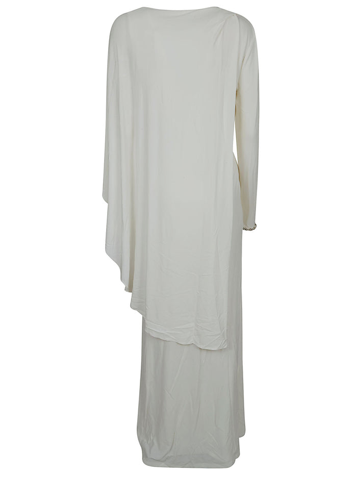 White Jersey Drape Maxi Dress Vi Ea Lining: Abito