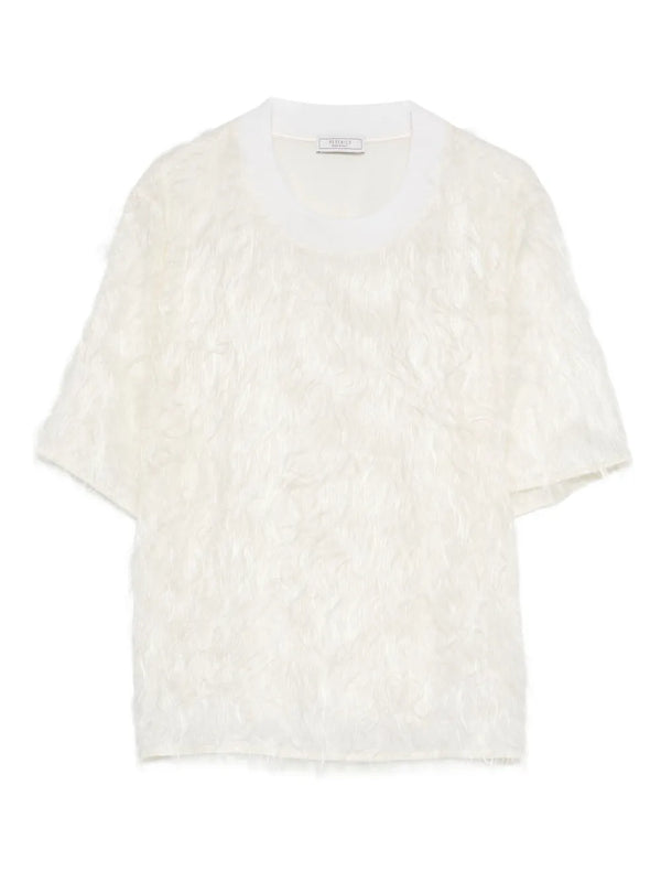 Peserico Silk 100% t-shirt in off-white