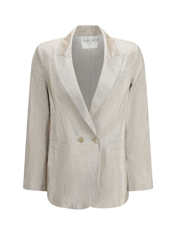 Double-Breasted Jacket Linen Lurex Lustrous Cotton