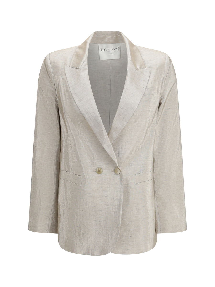 Double-Breasted Jacket Linen Lurex Lustrous Cotton